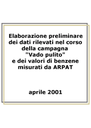 Elaborazione preliminare dei dati rilevati nel corso della campagna "Vado pulito" e dei valori di benzene misurati da ARPAT