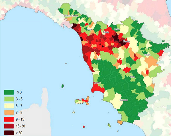 Percentuale superficie amministrativa