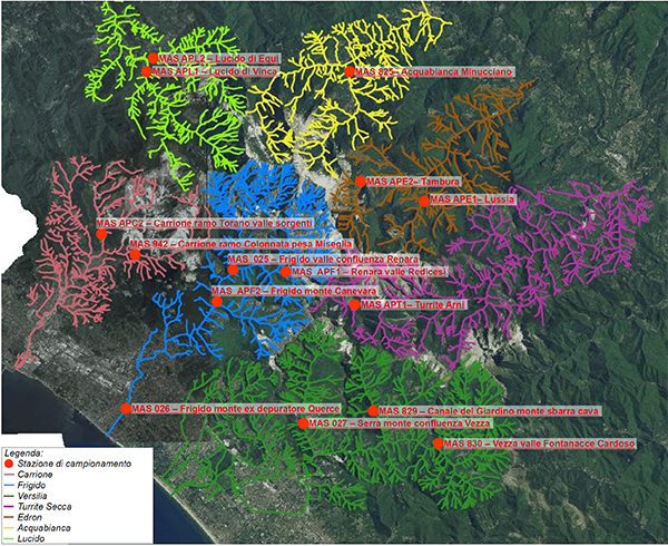 Mappa delle stazioni di monitoraggio