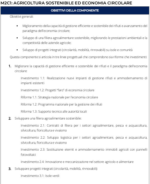 Obiettivo 1 agricoltura sostenibile e economia circolare 