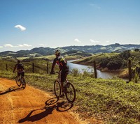 ciclisti e paesaggio