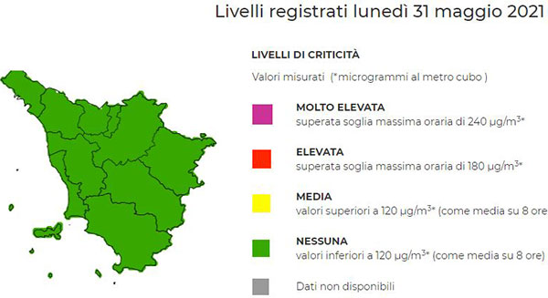 Mappa previsioni ozono