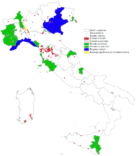 distribuzione del biomonitoraggio sul territorio nazionale