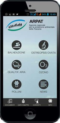 menu della App ARPAT