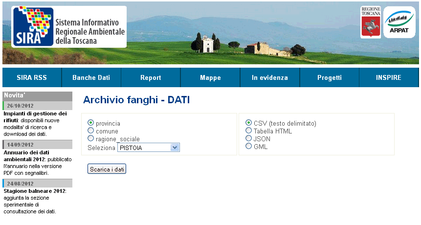 Banca dati Aree agricole per lo spandimento di fanghi da depurazione