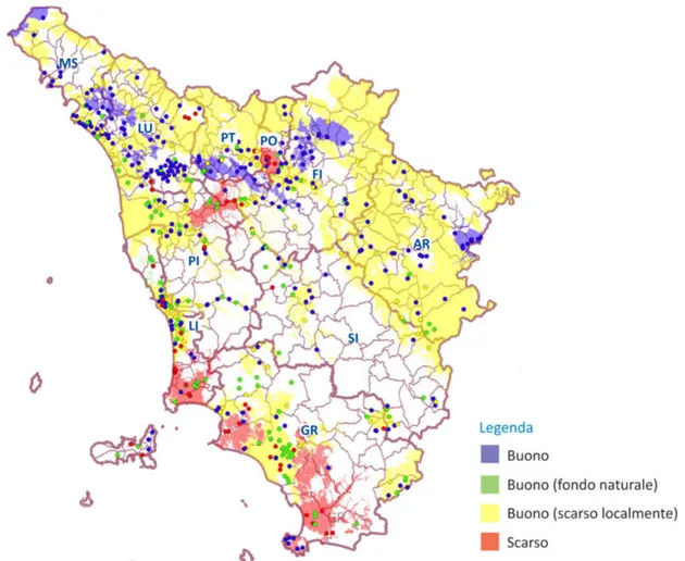 Qualità delle acque sotterranee – Mappa – anno 2022