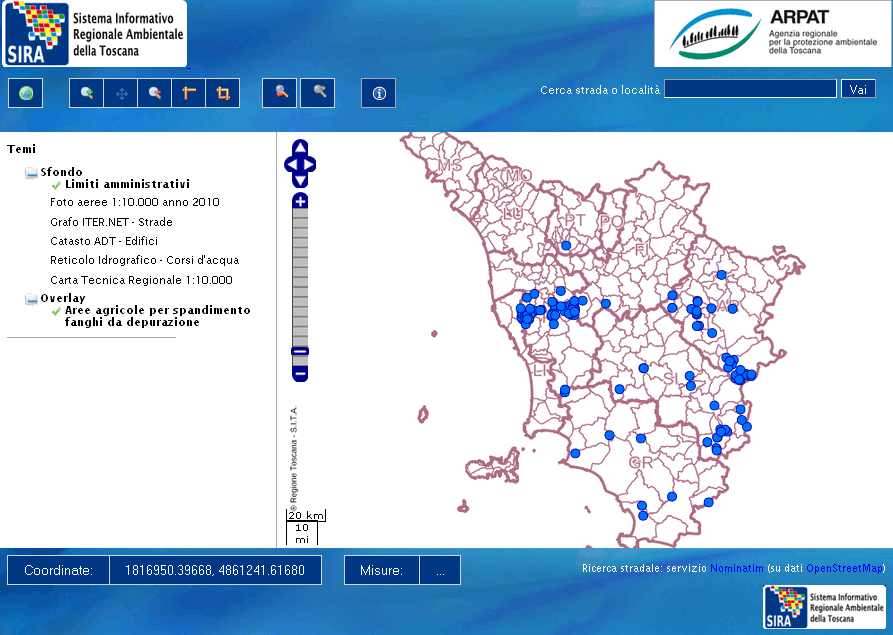 Mappa delle Aree agricole per lo spandimento di fanghi da depurazione