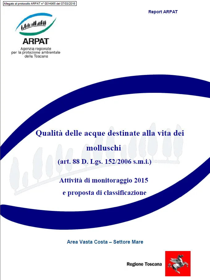 Qualità delle acque destinate alla vita dei molluschi – 2015