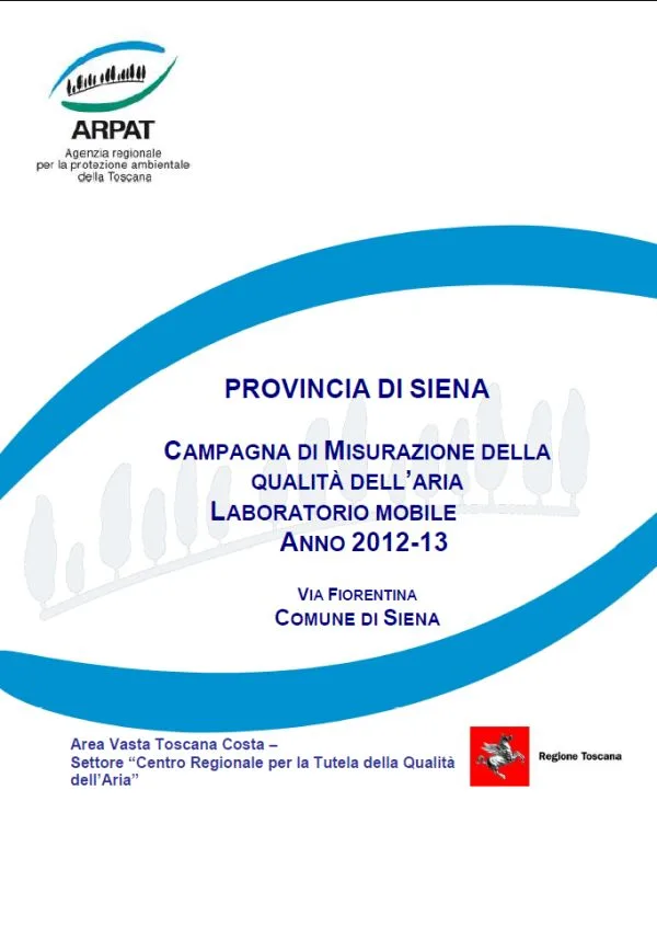 Campagna di misurazione della qualità dell’aria con laboratorio mobile a Siena – Anni 2012/2013
