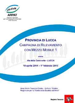 Lucca – Campagna di rilevamento della qualità dell’aria con mezzo mobile – anni 2014-2015