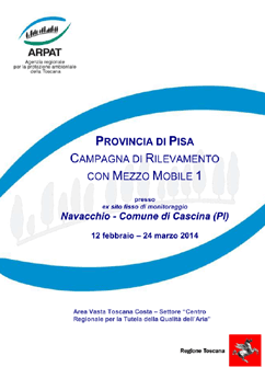 Campagna di rilevamento della qualità dell’aria con mezzo mobile a Navacchio (Cascina, PI) – anno 2014