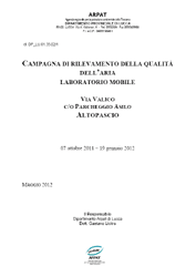 Campagna di rilevamento della qualità dell’aria con laboratorio mobile ad Altopascio 2011-2012