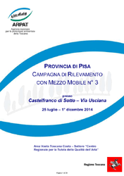 Campagna di rilevamento della qualità dell’aria con mezzo mobile a Castelfranco di Sotto (PI) – anno 2014