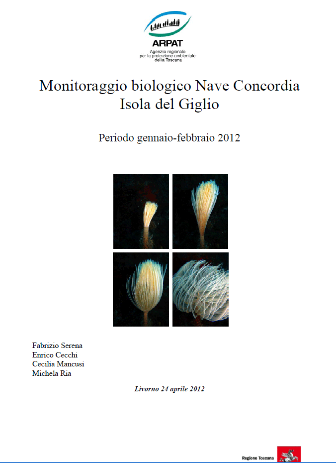 Monitoraggio biologico Nave Concordia Isola del Giglio