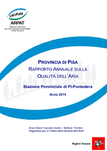Rapporto annuale sulla qualità dell’aria della provincia di Pisa, stazione locale di Pontedera – 2015