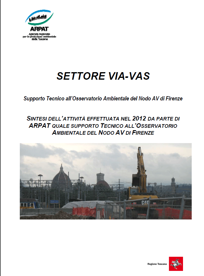 TAV: attività di supporto tecnico all’Osservatorio Ambientale del Nodo di Firenze – anno 2012