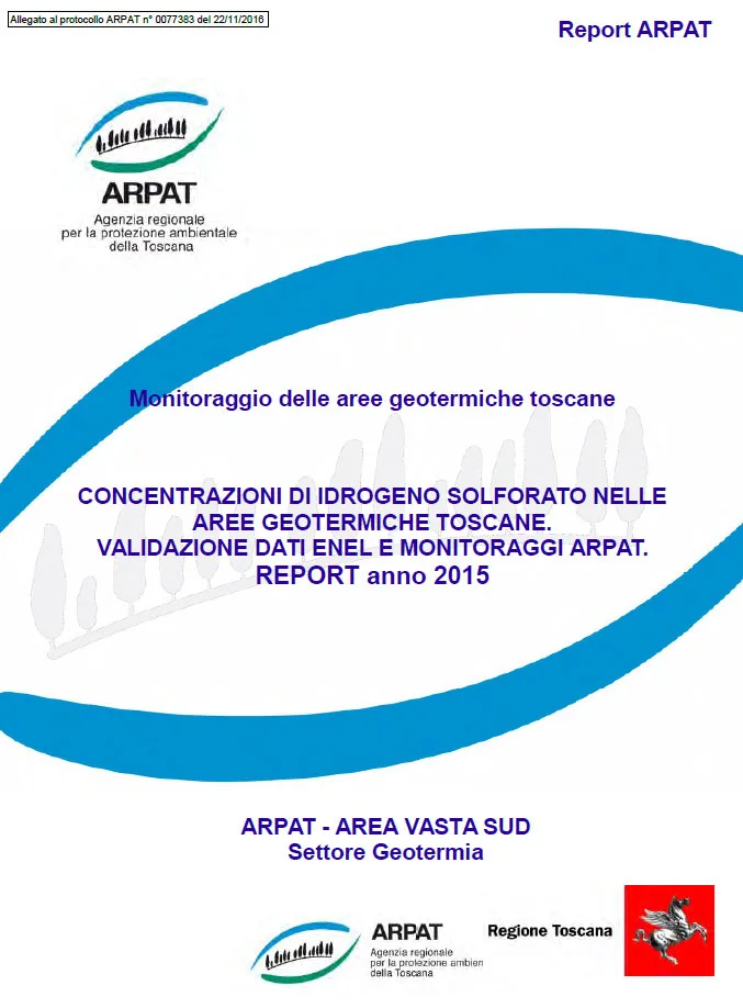 Concentrazione H2S nelle aree geotermiche: validazione dati ENEL anno 2015