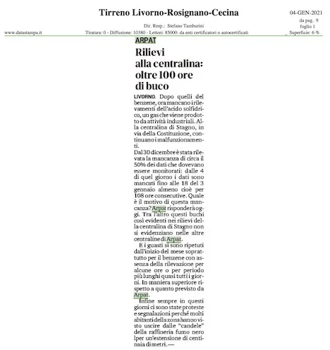 Stazione monitoraggio qualità dell’aria di Stagno (LI)