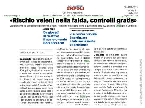 Strada Regionale 429: ARPAT campiona i pozzi privati ad uso domestico