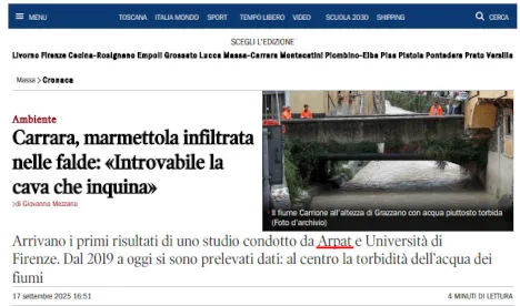 Articolo de Il Tirreno di Massa - Carrara