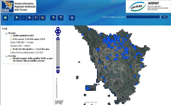 Mappa del monitoraggio delle acque destinate all'uso potabile
