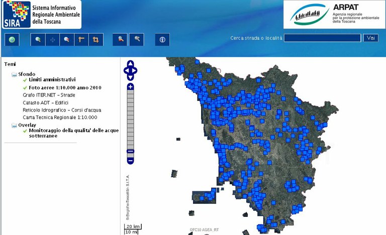 Mappa del monitoraggio delle acque sotterranee