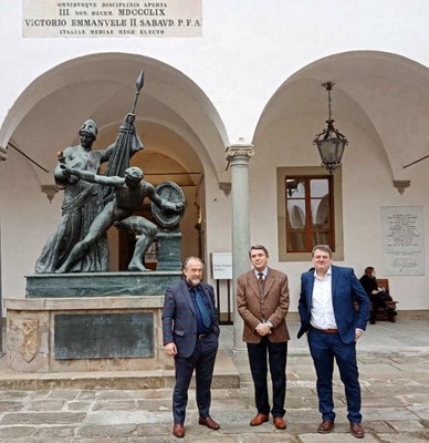 Rubellini, Raugi e Pandolfi davanti all'Ateneo di Pisa